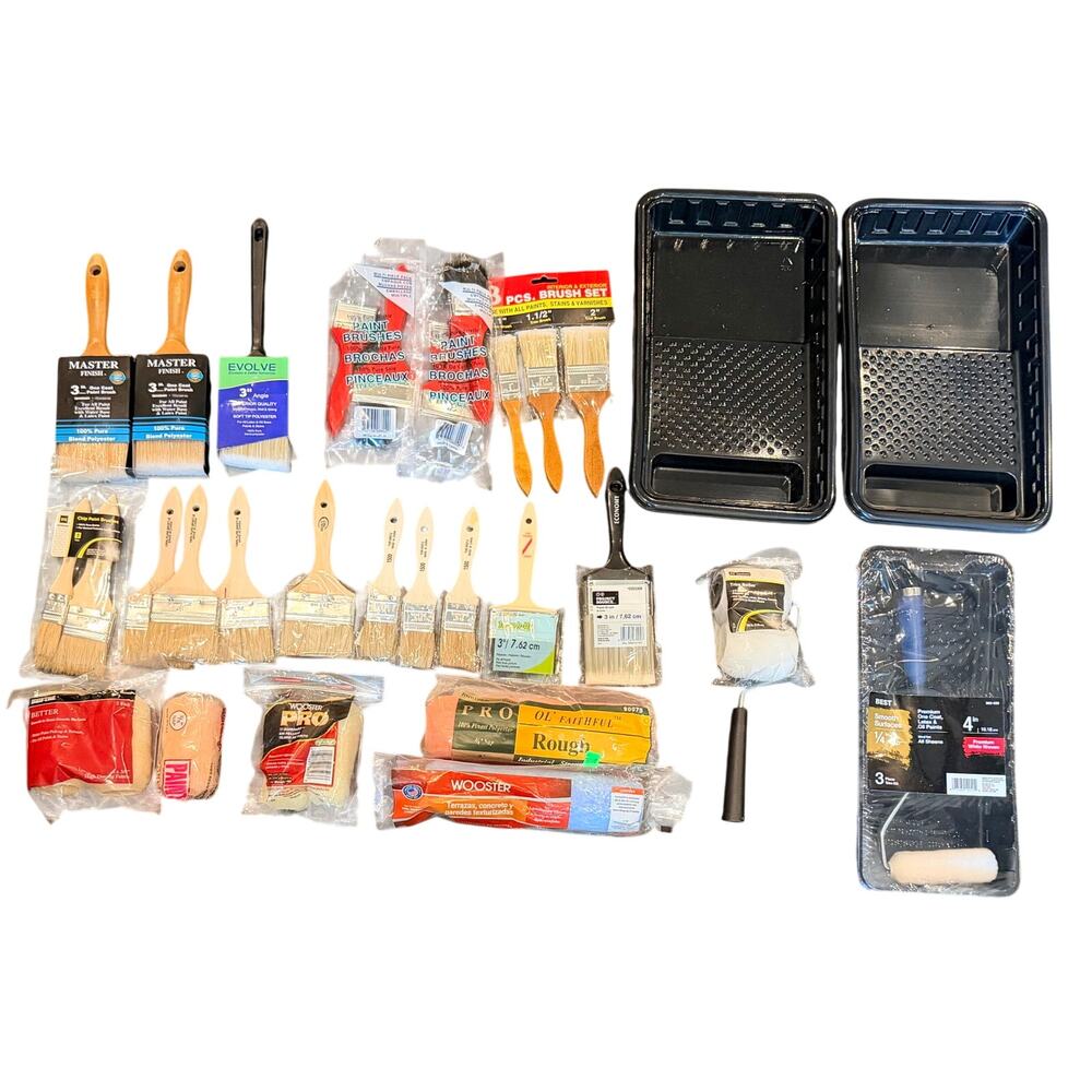 New Paint Brushes / Rollers / Pans 38 Item Painters Bundle